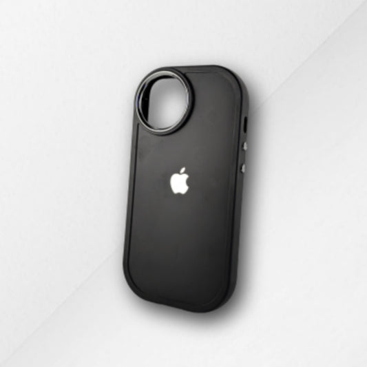 Black Silicon Round Camera IPhone Cover