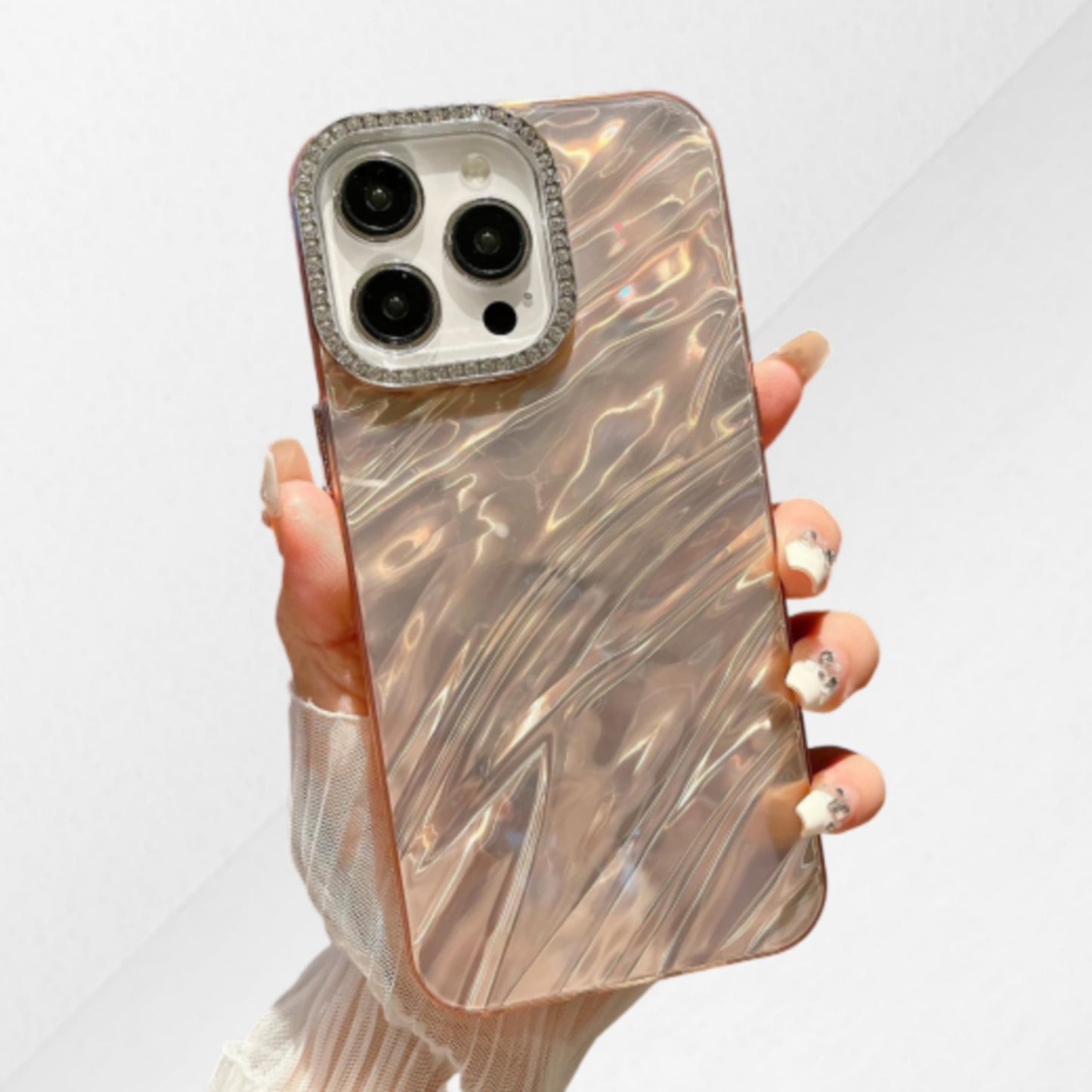 Rose Gold Diamond Marble Textured Premium Girl's iPhone Case