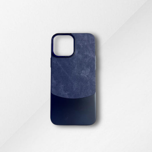 Blue jeans fabric premium iPhone cover with textured denim look