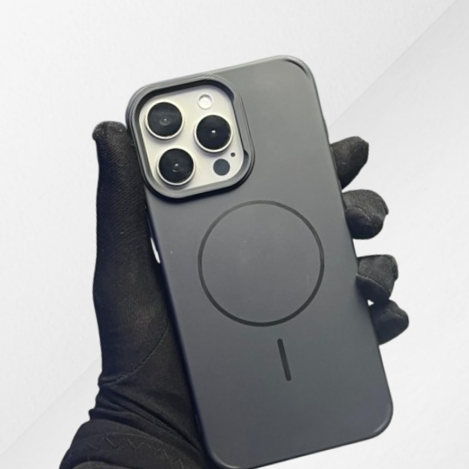  Matte black silicone MagSafe iPhone case for sleek protection