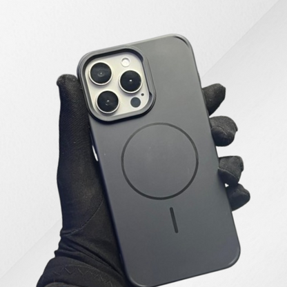  Matte black silicone MagSafe iPhone case for sleek protection